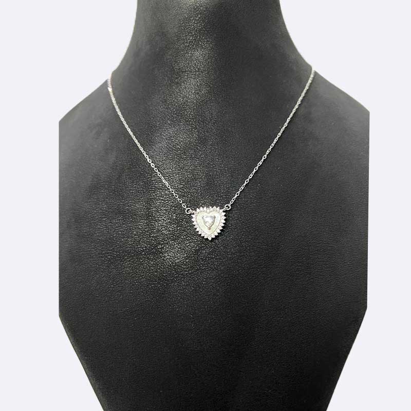 Heart Halo Silver Necklace