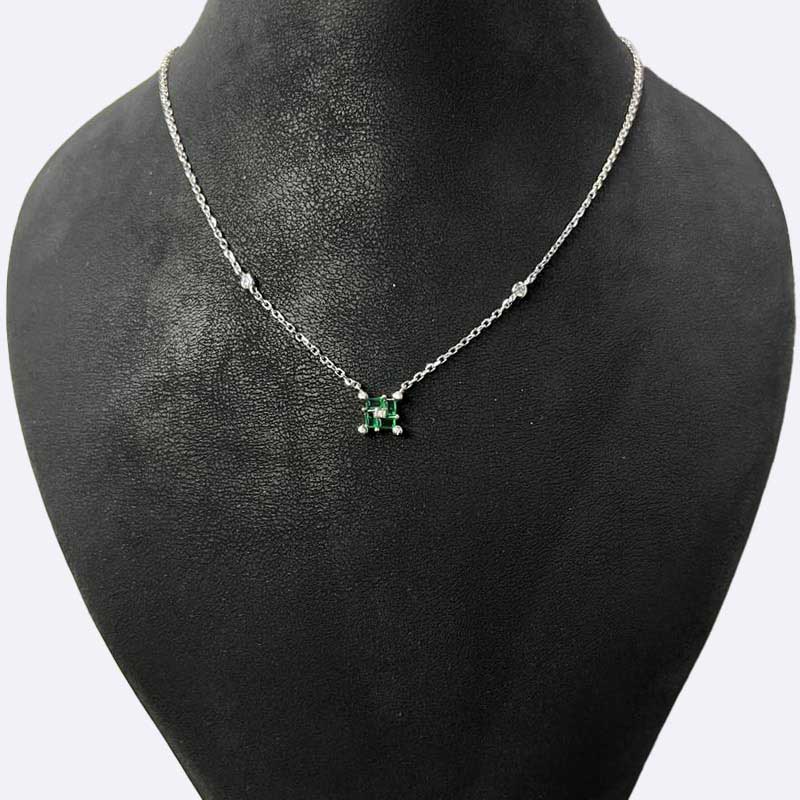 Emerald Allure Silver Necklace