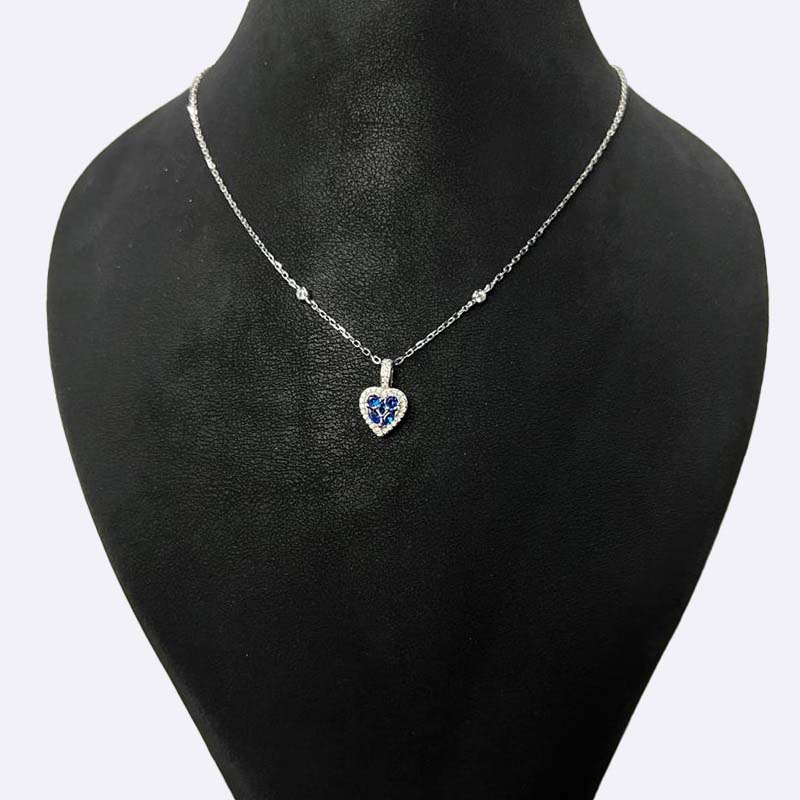 Sapphire Heart Pendant Necklace