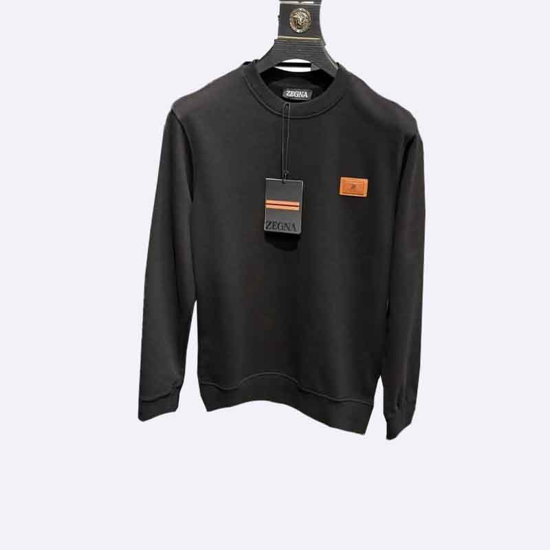 Leather Patch Crewneck Sweatshirt