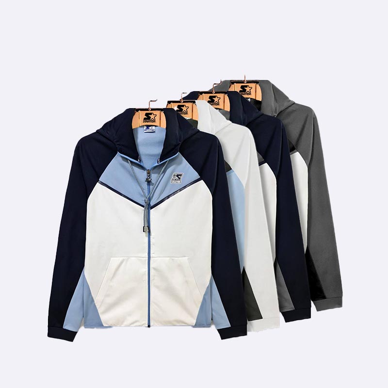 Men's Color Block Hooded Jacket