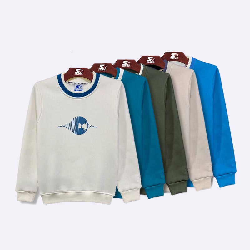 Boy's Crewneck Sweatshirt with Record Graphic