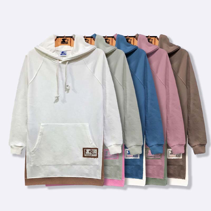 Women's 100% Cotton Longline Pullover Hoodie