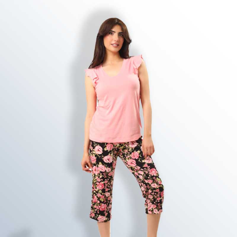 Cotton pajamas with viscose lapels