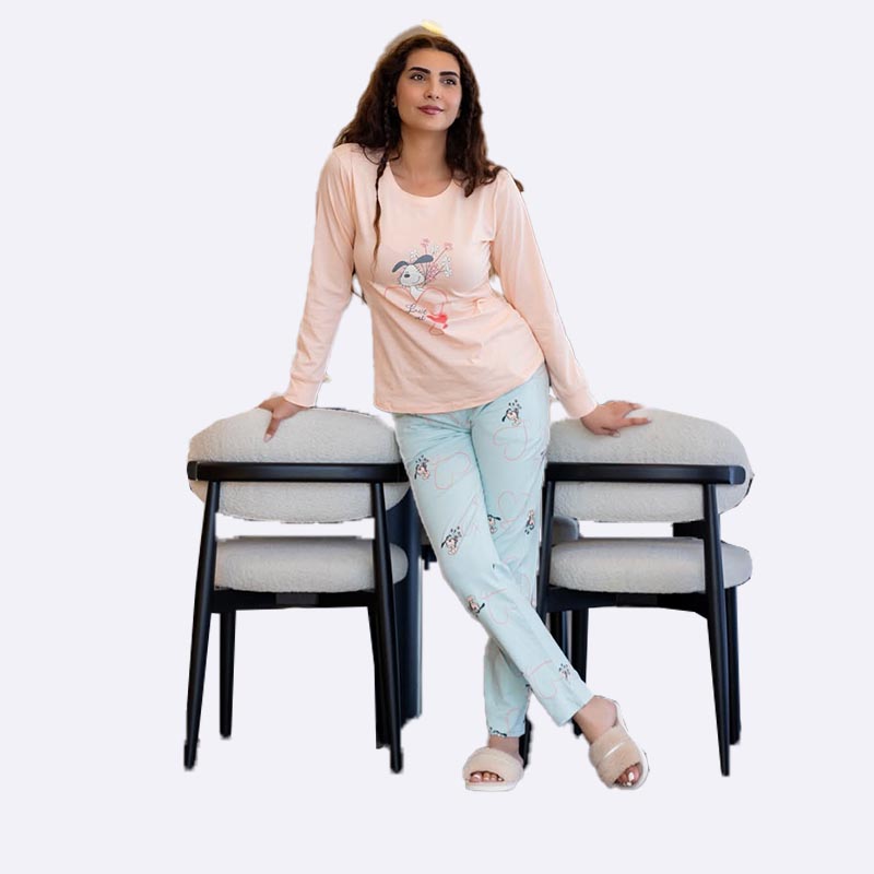 Graphic Long Sleeve Top and Printed Pajama Pants Set