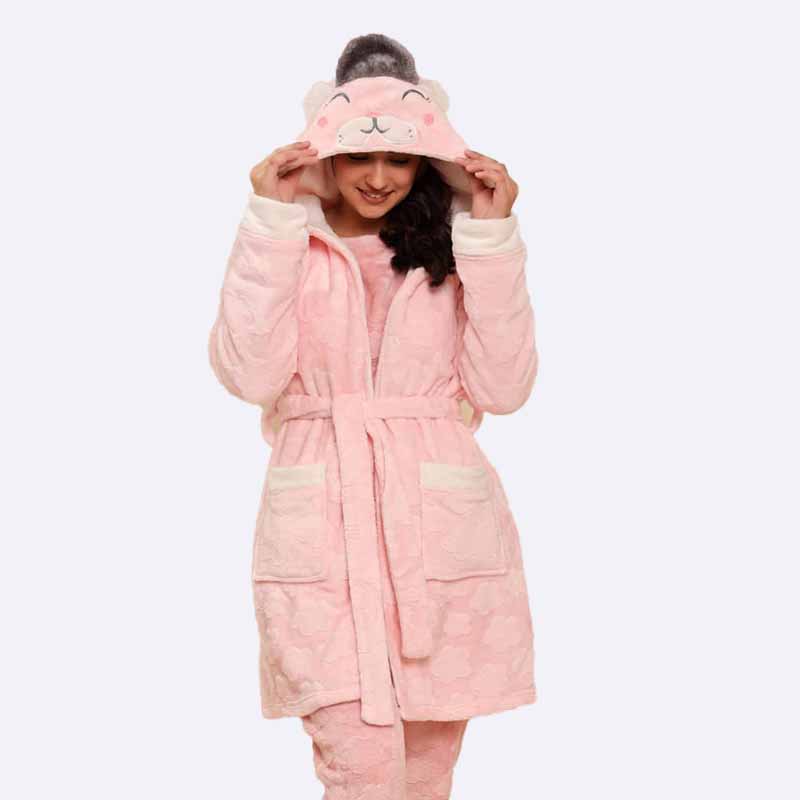 Cozy Kitty Hooded Robe & Pajama Set