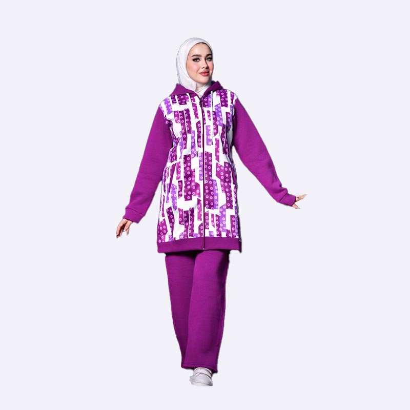 Fleece Printed Vest Sport Suit Set