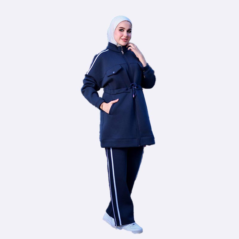 Fleece Tunic Tracksuit with White Stripes