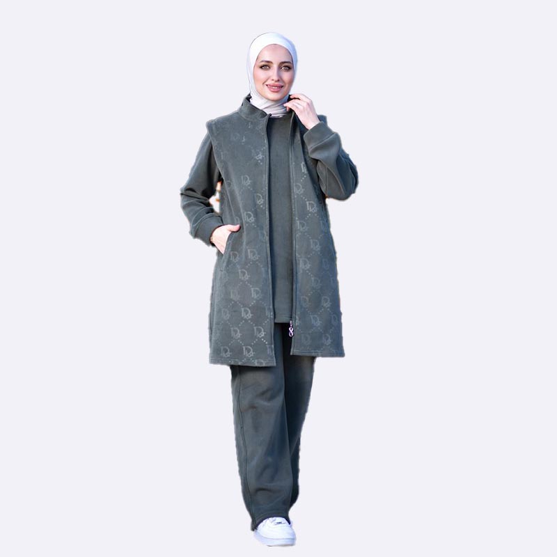 Polar Fleece Printed Long Vest Suit