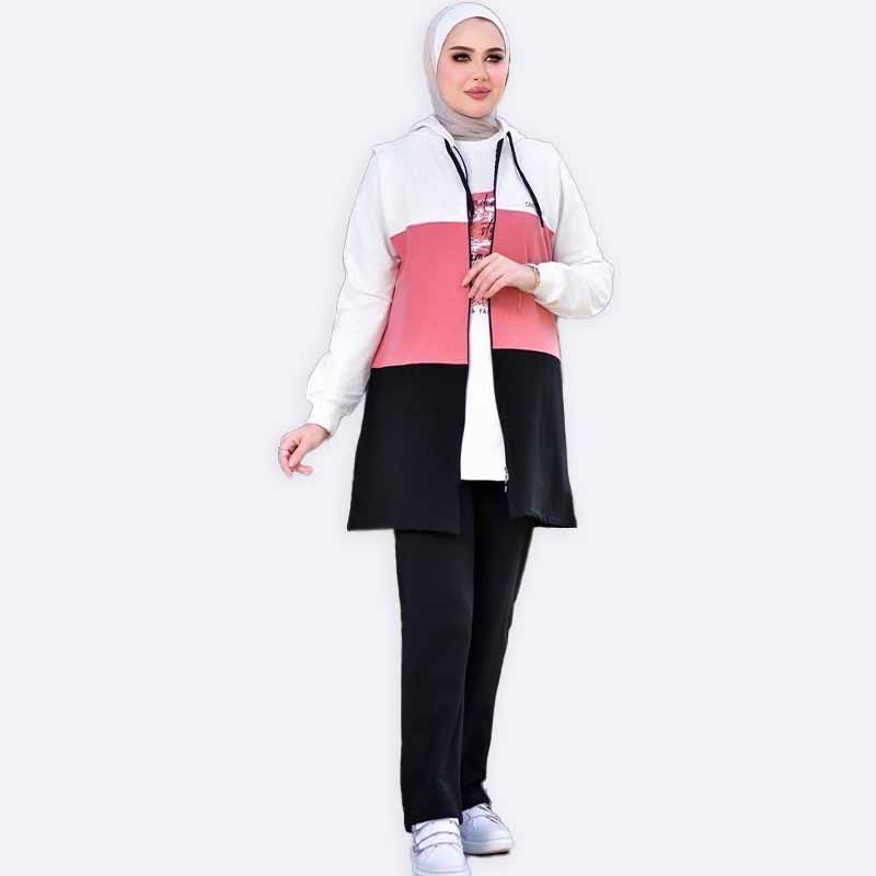 Modern Modest Color Block Tracksuit Set