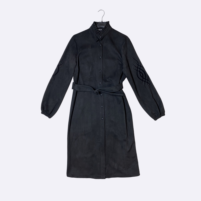 Buttoned Belted Midi Dress