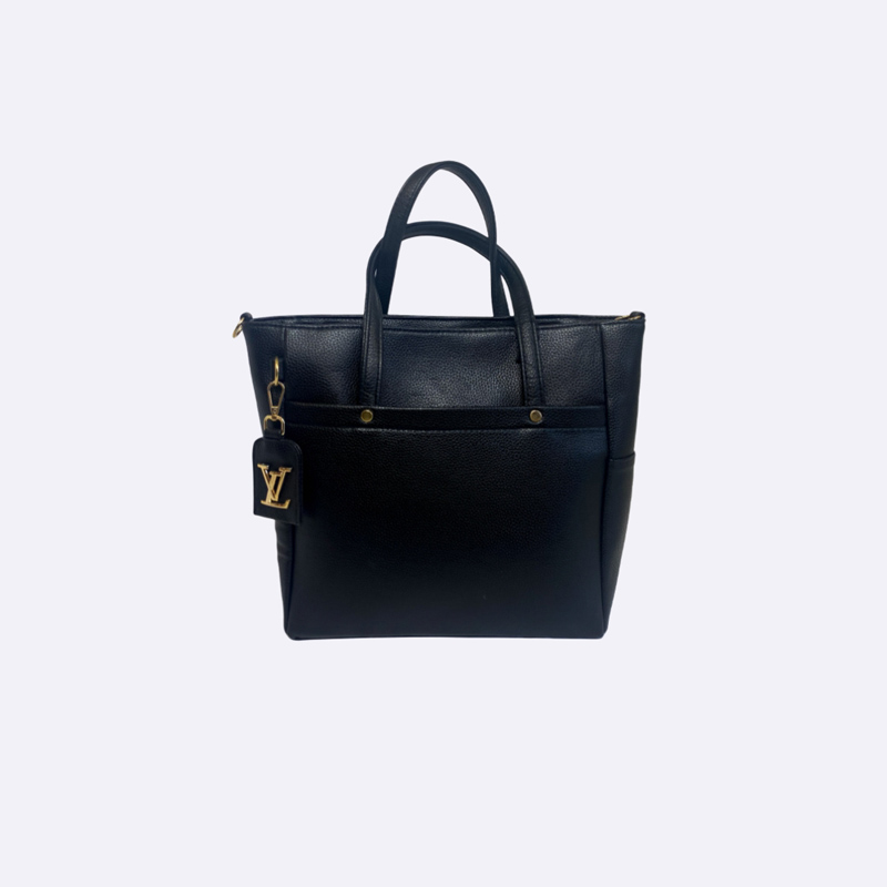 Louis Vuitton Style Grained Leather Tote