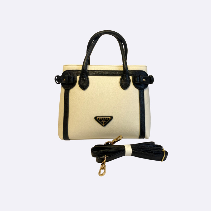 Prada Style Contrast Trim Satchel Bag