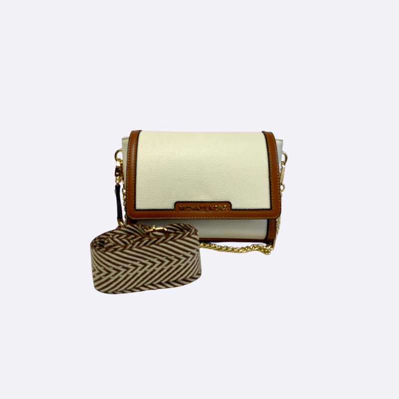 Michael Kors Style Flap Crossbody with Stripe Strap