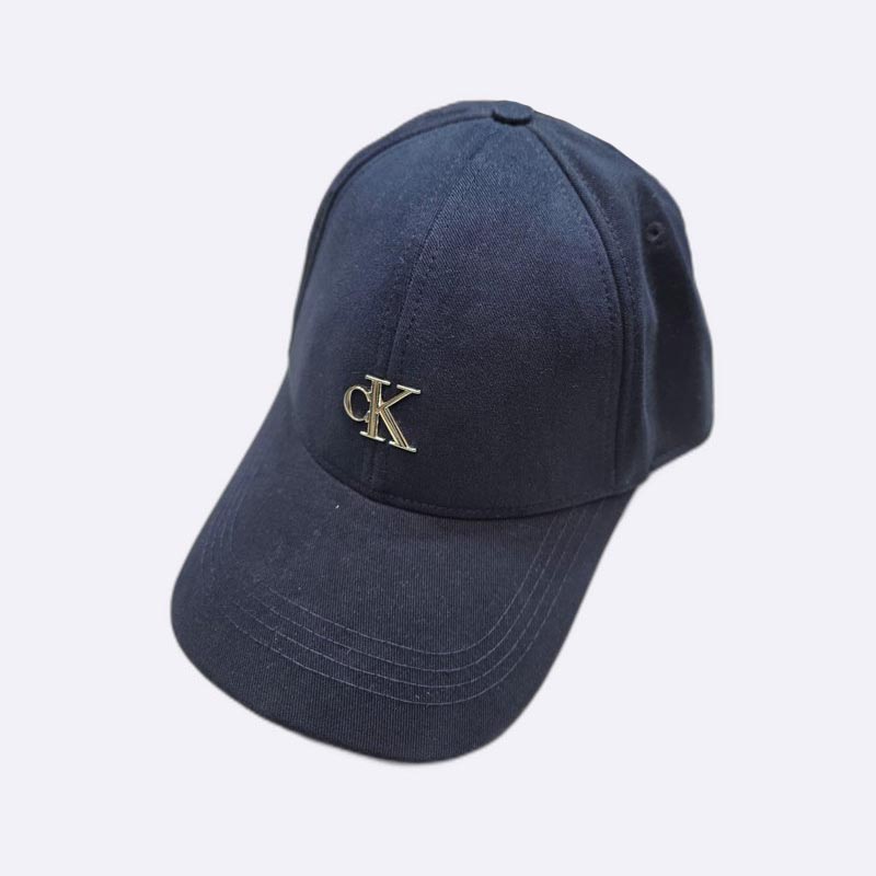 Calvin Klein Men Metal Logo Baseball Cap Navy Blue
