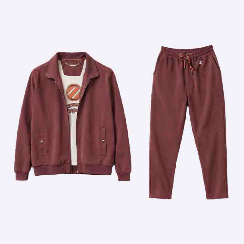 Men Zip-Up Tracksuit Set