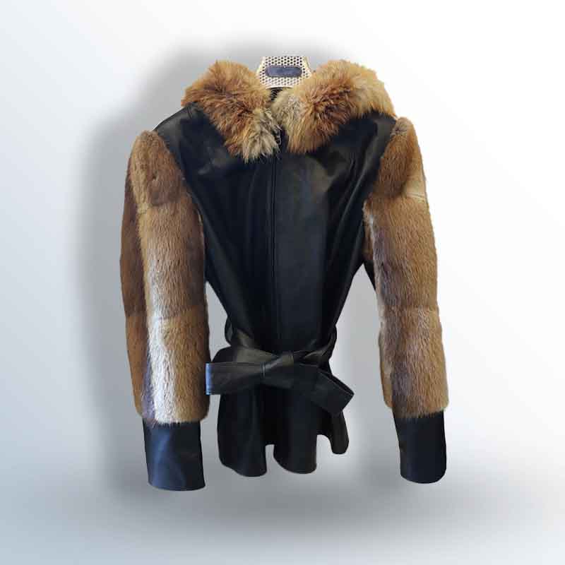 Tella model jacket shoulder visone with fox fur