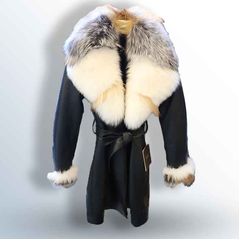 Suede Jacket with Fox Fur