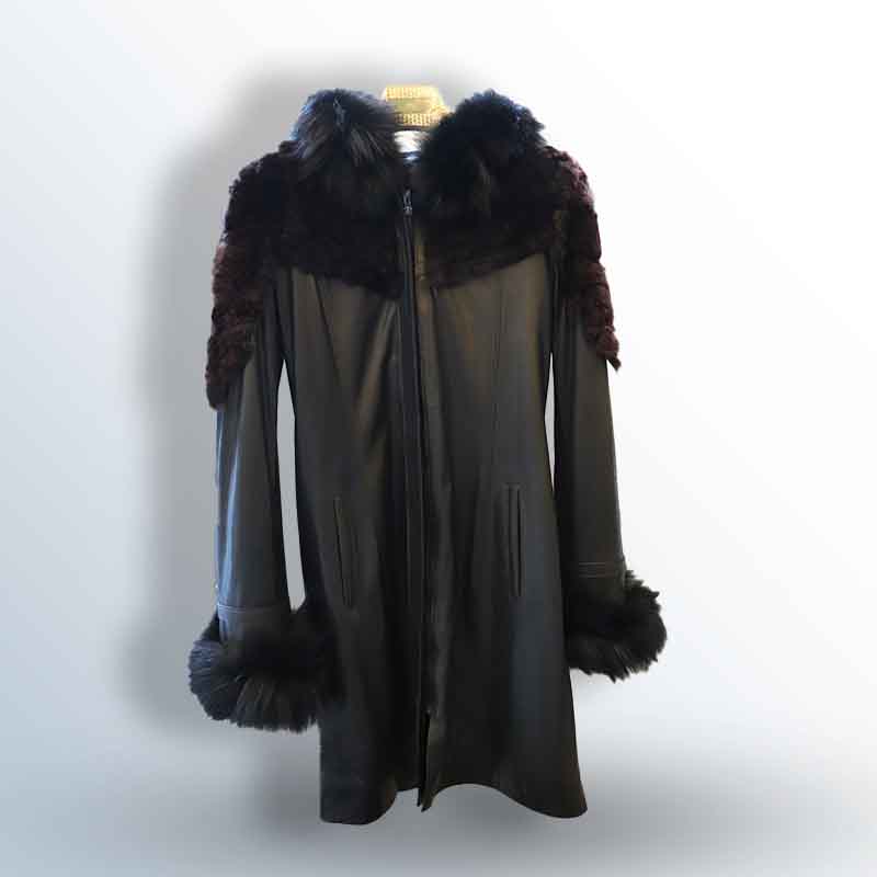 Arbel Leather Jacket with Fox Fur