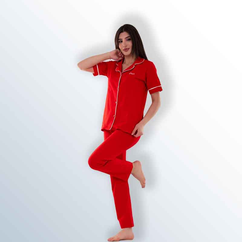 Women's cotton button-up pajamas