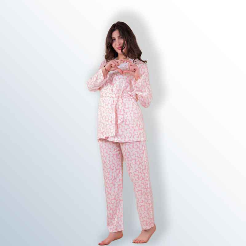 Women's pajamas with a robe and a cotton sweater