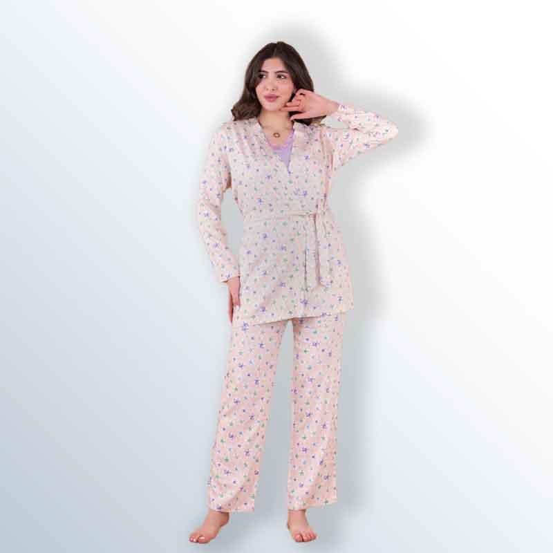 Women's pajamas with a robe and a cotton sweater