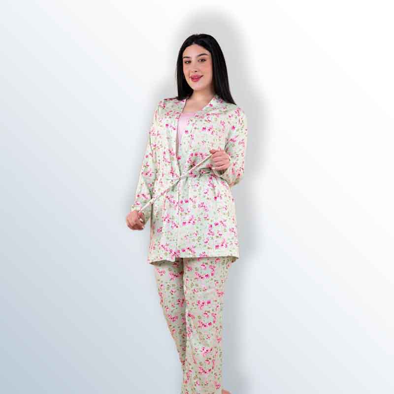 Women's pajamas with a robe and a cotton sweater