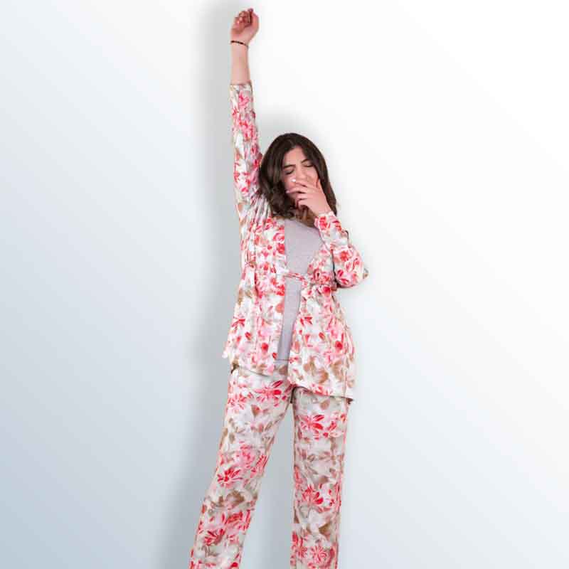 Women's pajamas with a robe and a cotton sweater