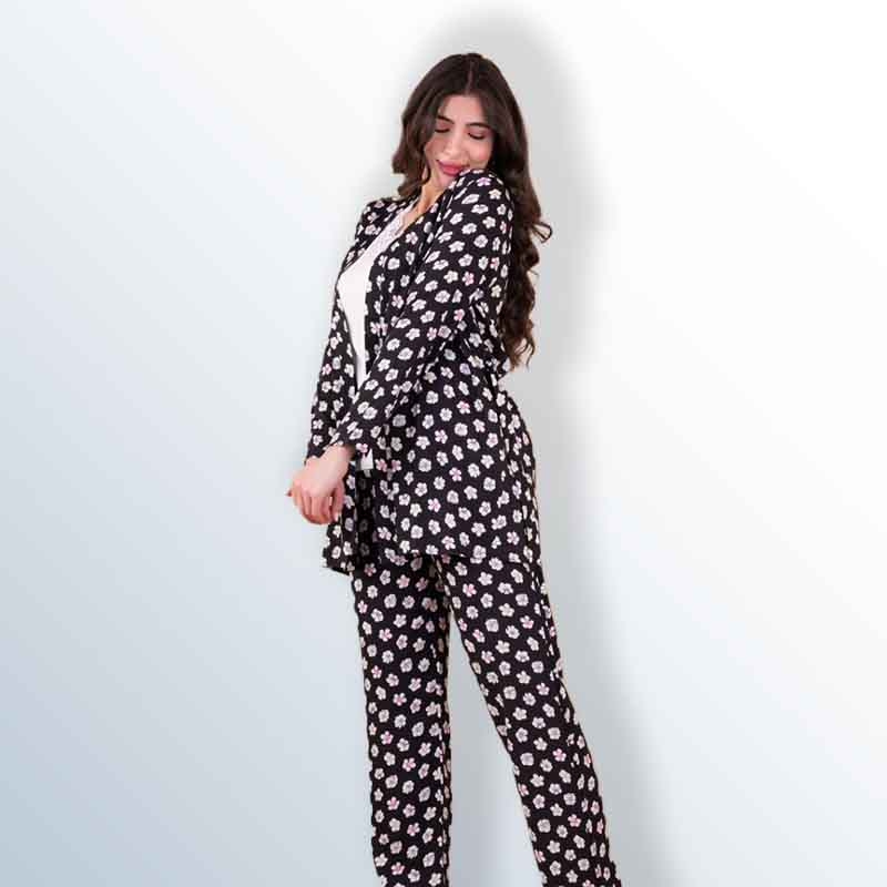 Women's pajamas with a robe and a cotton sweater