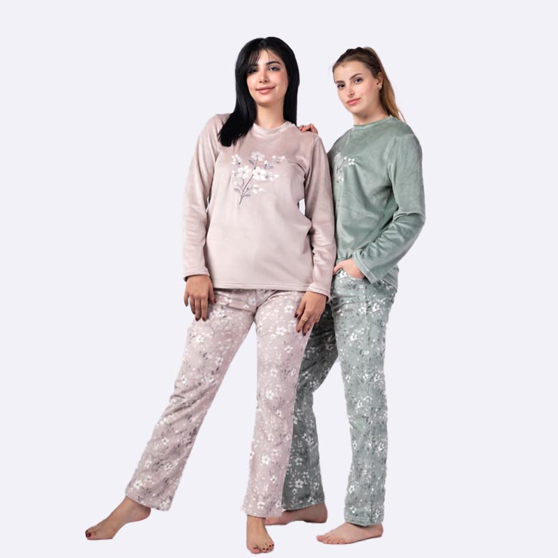 Women's Velvet/Fleece Winter Pajama Set (Long Sleeve & Pants)