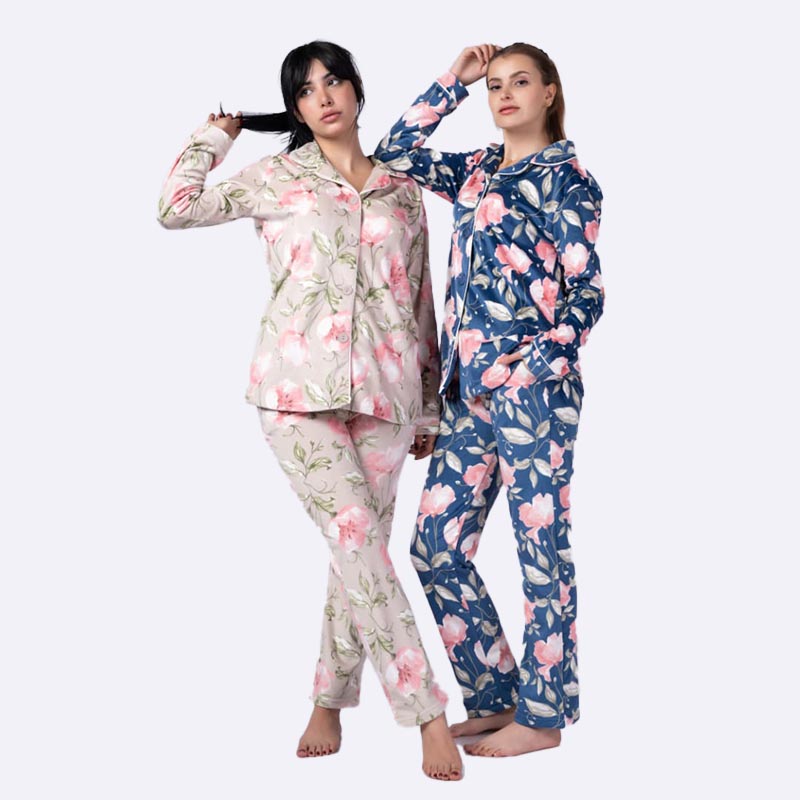 Women's Floral Print Velvet/Fleece Pajama Set