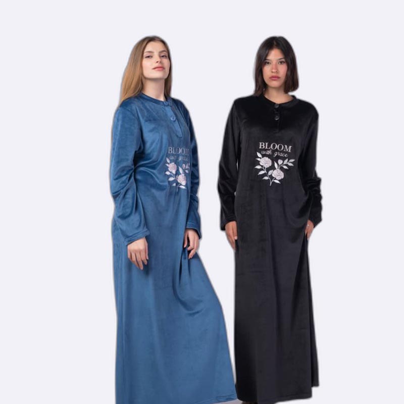 Velvet Bloom Long Sleeve Nightgown