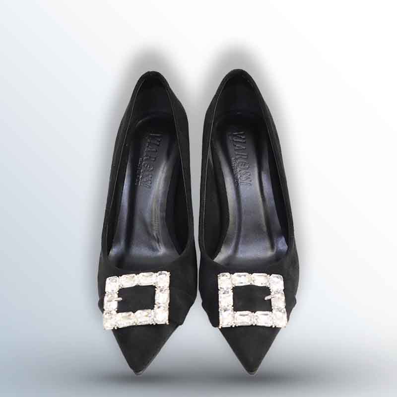 high-heeled pointed-toe pump