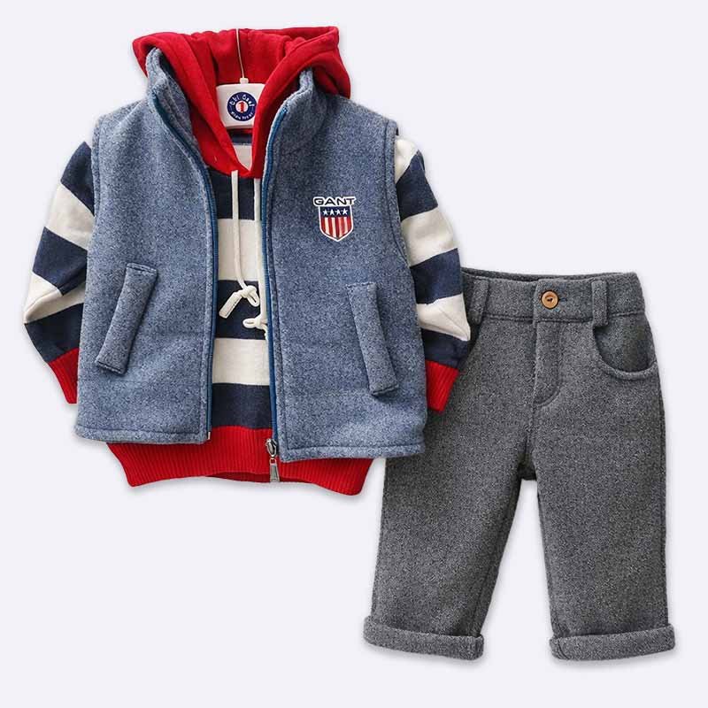 GANT Kids 3-Piece Outfit: Vest, Hoodie, and Pants Set
