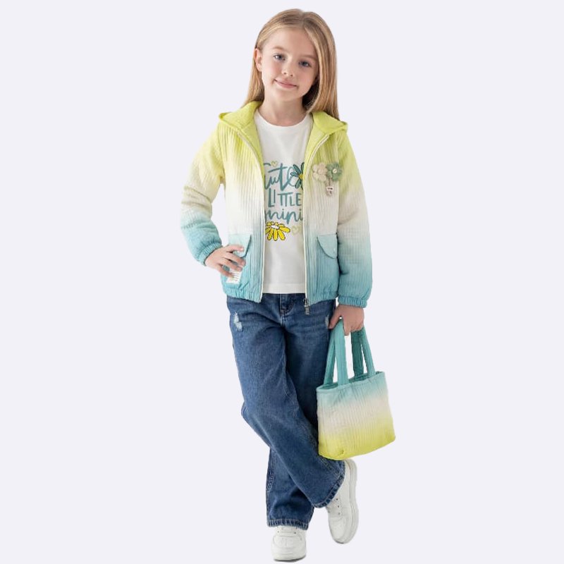Girl's Gradient Corduroy Jacket & Tote Set