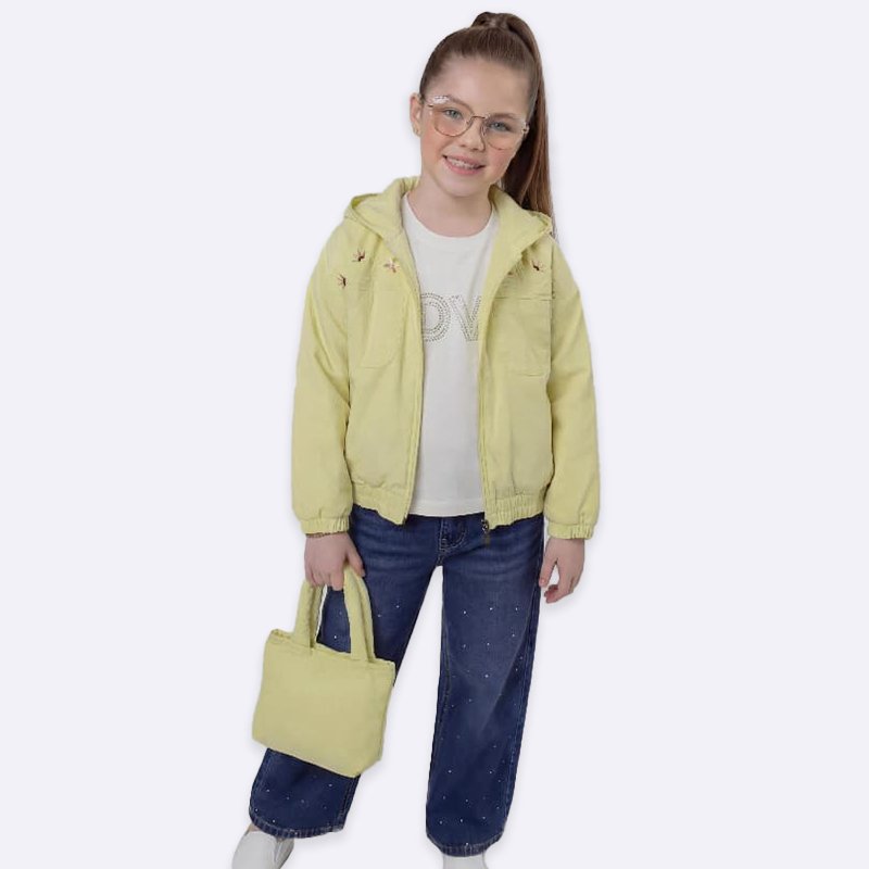 Girls' Embroidered Corduroy Jacket & Tote Set