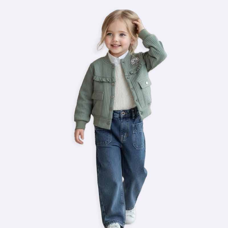 Chic Kids' Ruffle Trim Jacket & Jeans Set