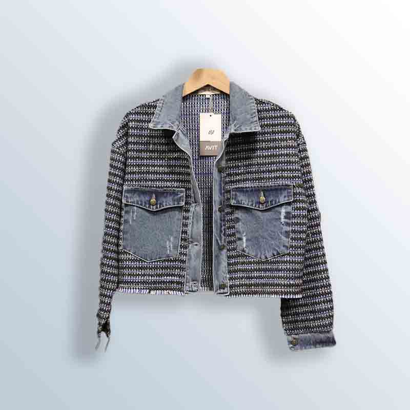 Striped jeans bouclé bolero