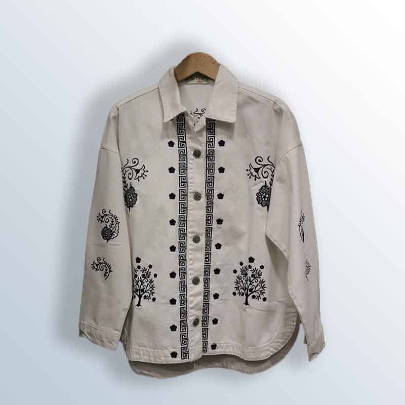 Women's embroidered linen jacket