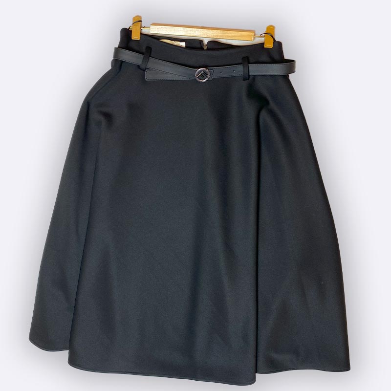 High-Waist A-Line Skirt with Belt