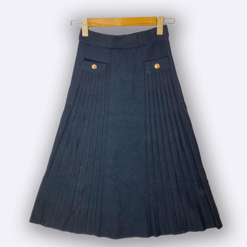 High-Waist A-Line Skirt with Buckle Belt