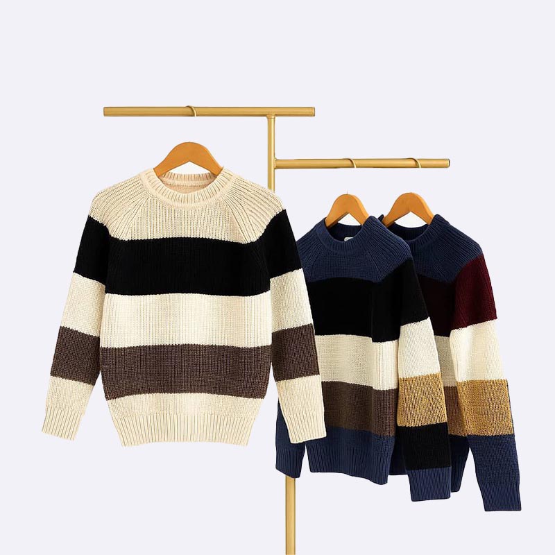 Boy's Striped Knit Crewneck Sweater