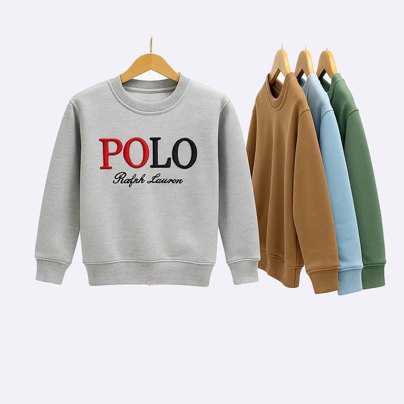 Kids' POLO Embroidered Logo Crewneck Sweatshirt