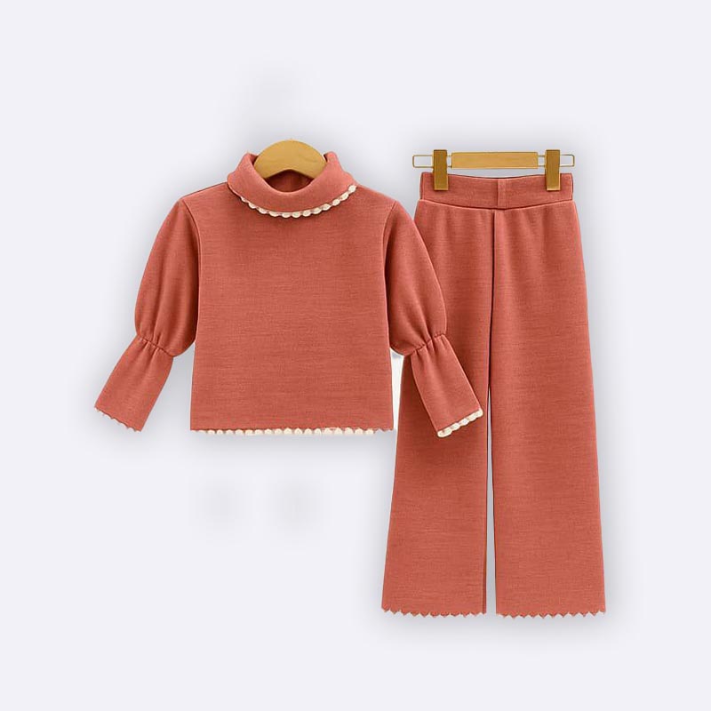 Girls Winter Knit Set with Flared Pants