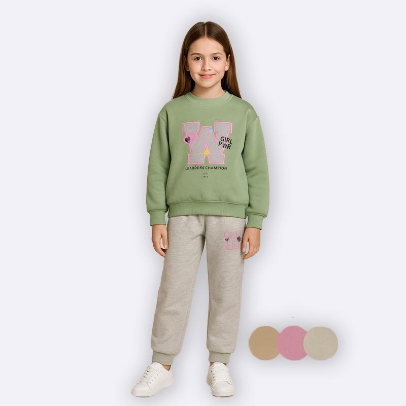 Girls W Letter Sweat Set