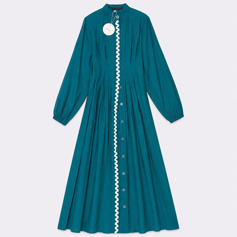 Women’s Elegant Long Dress with Front Lace Detail
