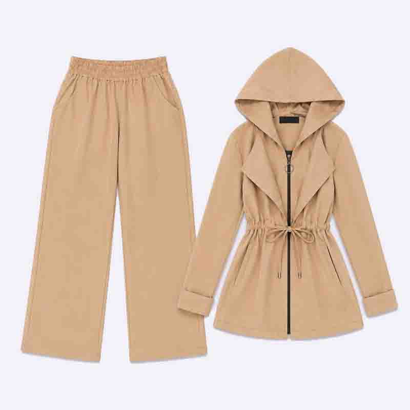 Women’s Casual 2-Piece Set with Hooded Jacket
