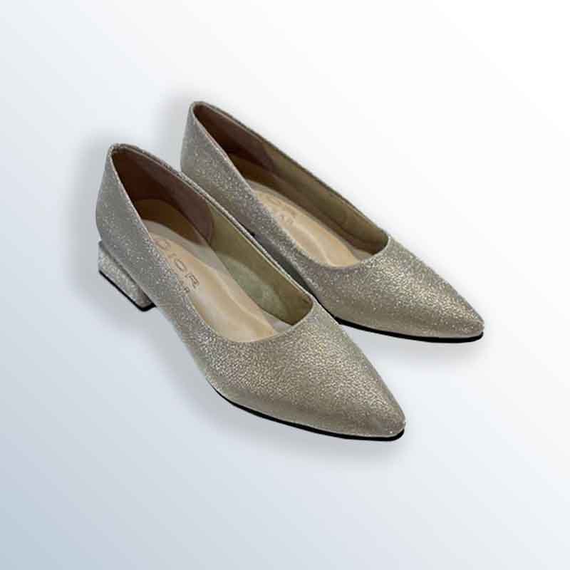 Casual Slip-On Shoes with Low Heel and Shiny Finish