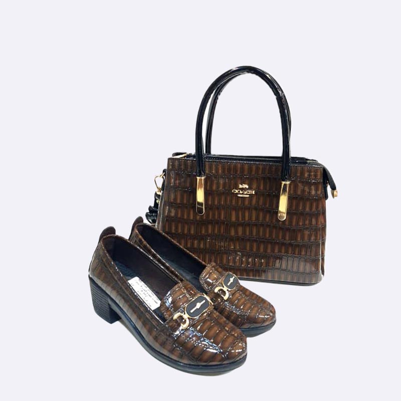 Handbag & Shoes Set – Croc Pattern