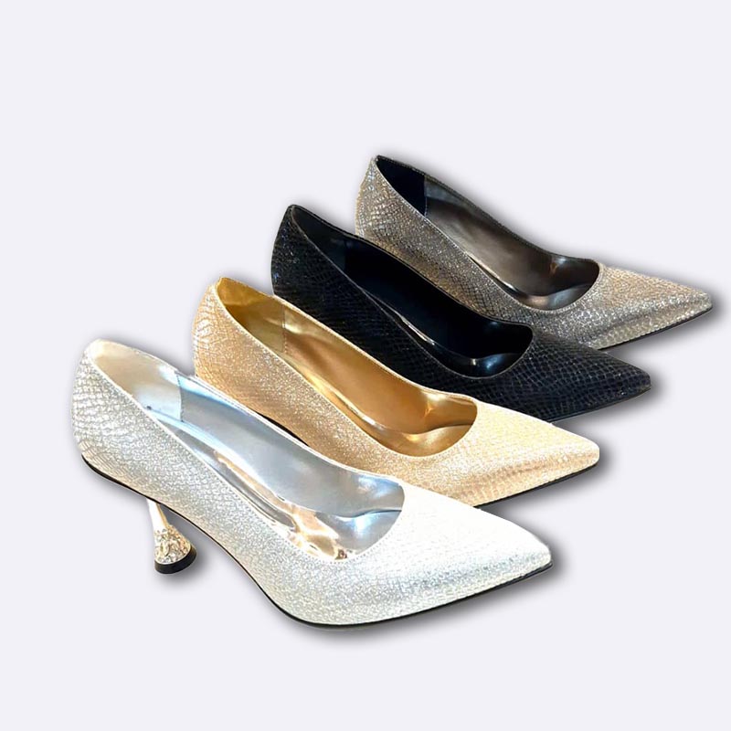 Women's Gold Textured High Heel Pumps